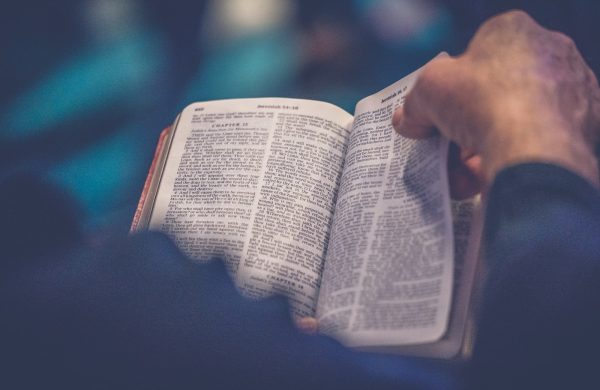 person's hand holding book page